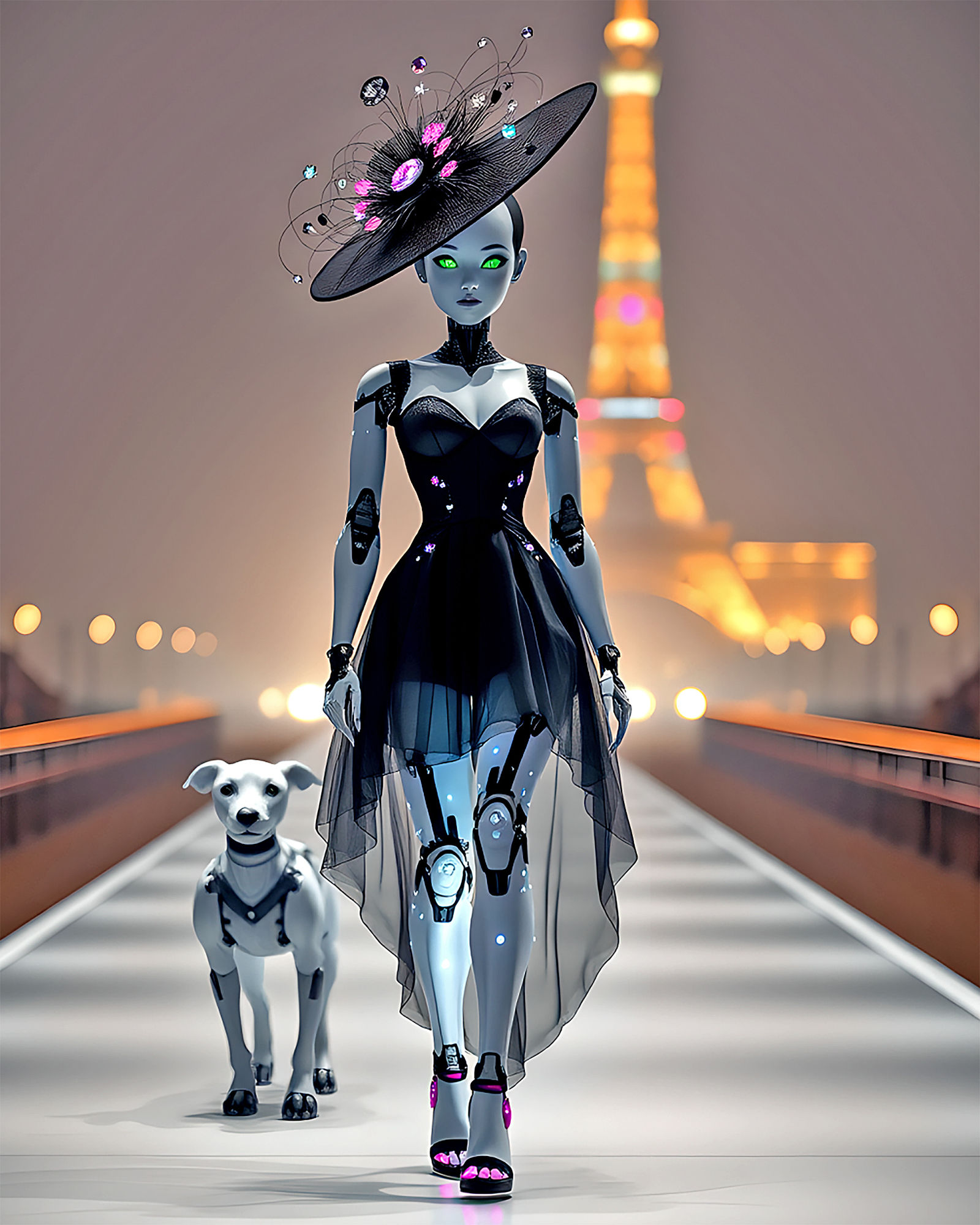 Android Model On the Runway in Paris Photoshoot