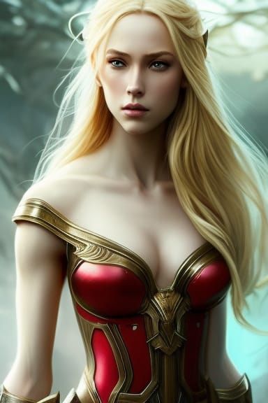 Warrior girl with wavy blonde hair 127