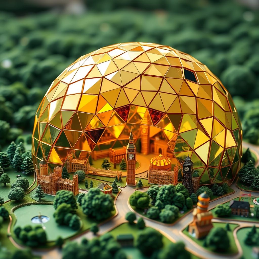 Whimsical Geodesic Dome Encompasses Miniature UK in Retro-Fu...