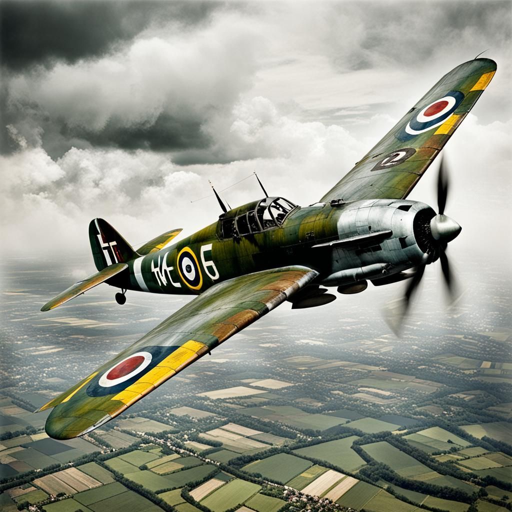 Spitfire aeroplane, second world war. James Gurney green and...