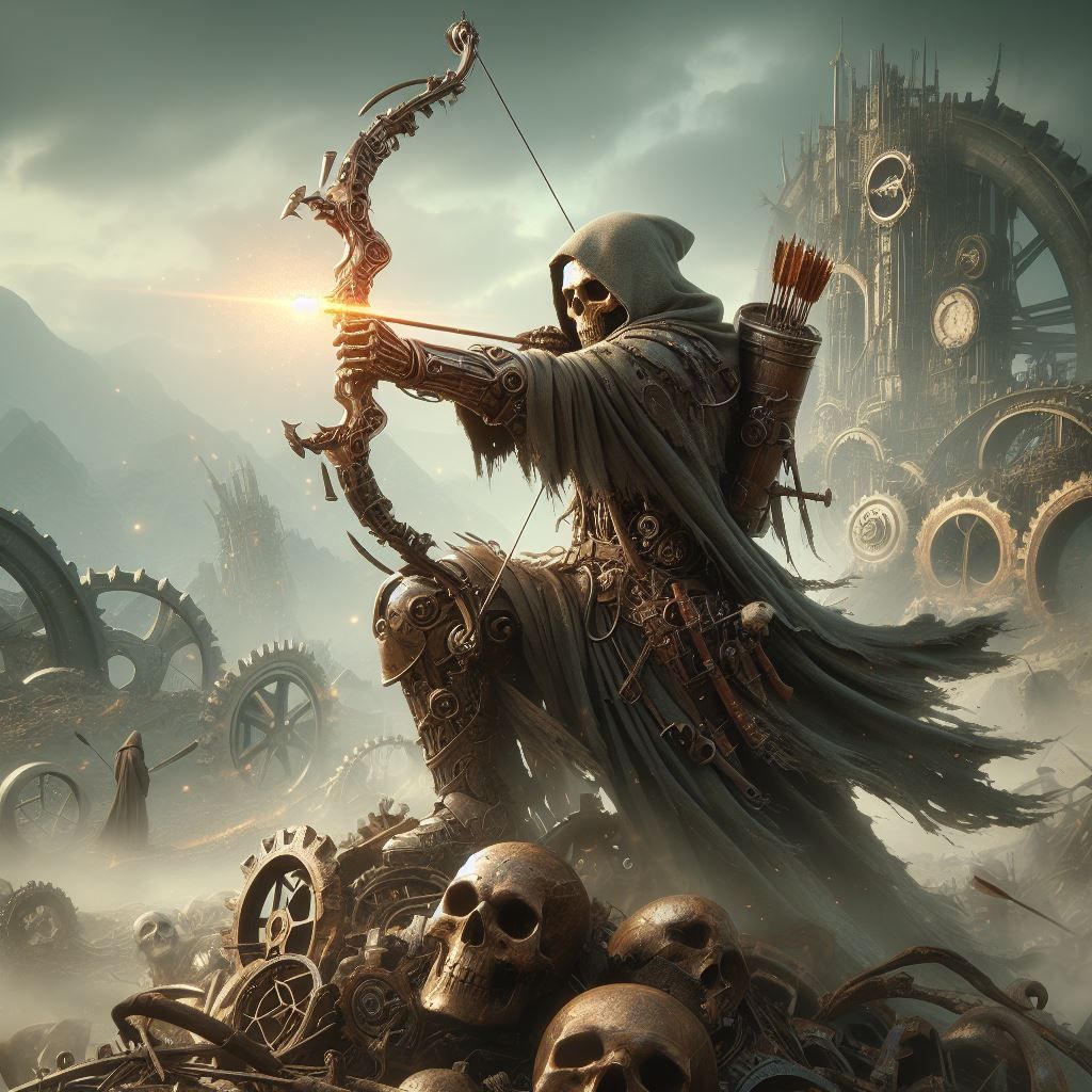 reaper aiming arrow of time in clock-gear field