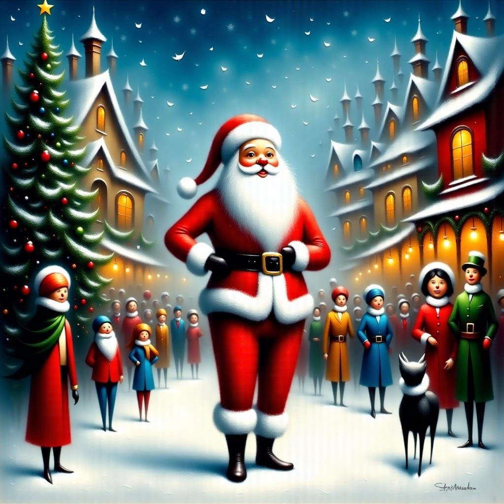 <lora:Black Theater:1.0>Santa Claus is coming to Town