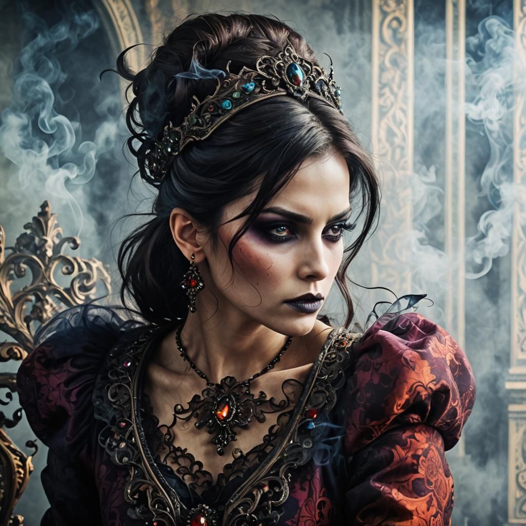 Dark and Colorful Gloomy Smoke in Ornate Frame