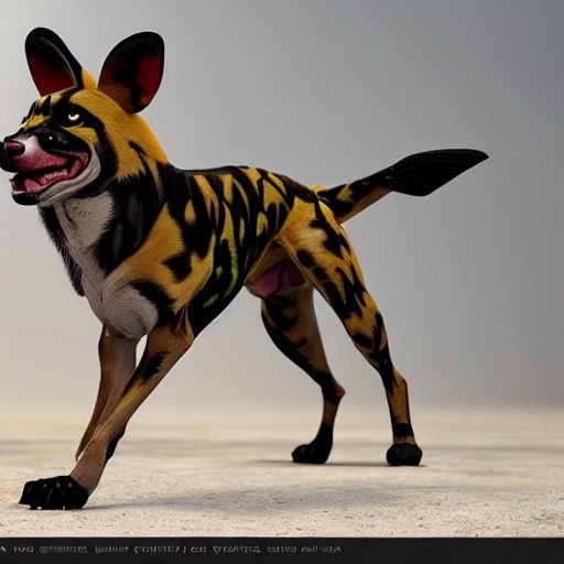 A very angry painted hunting dog