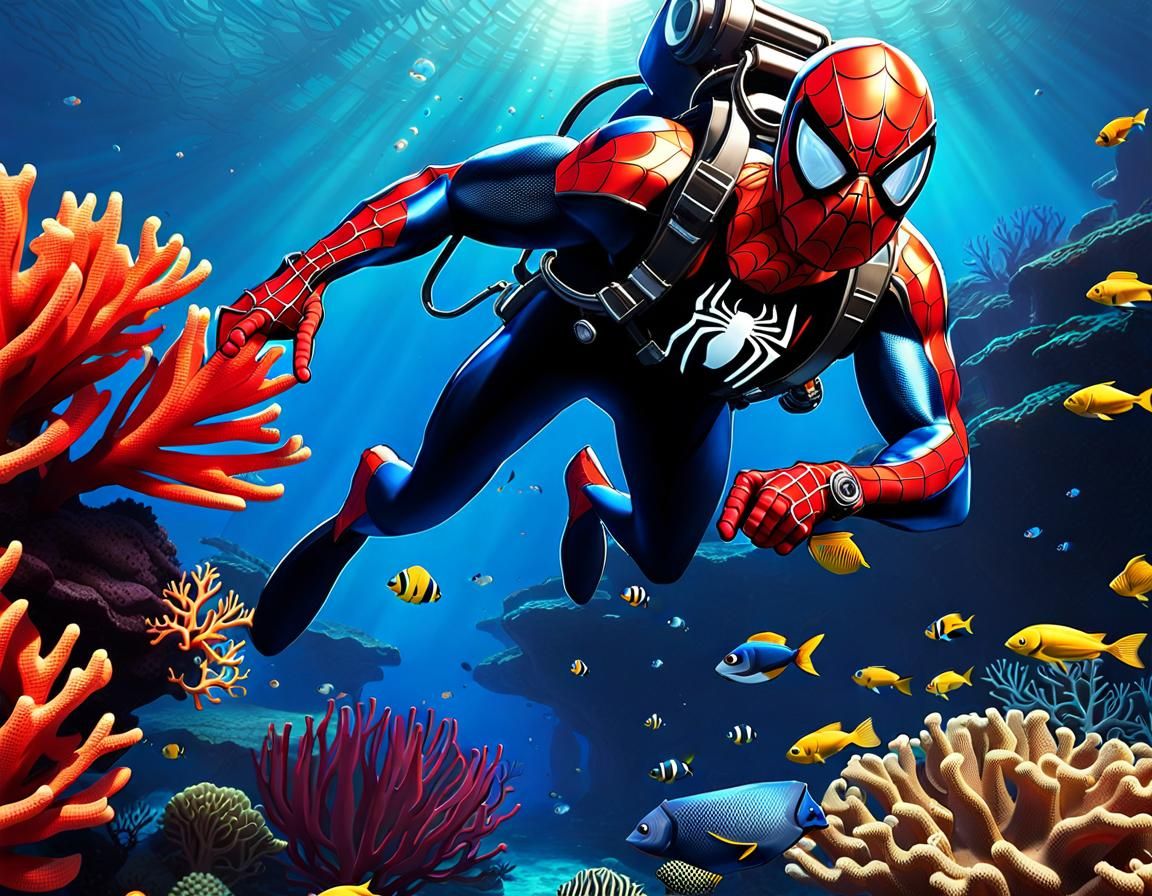 Spiderman diving  by @Dennis art