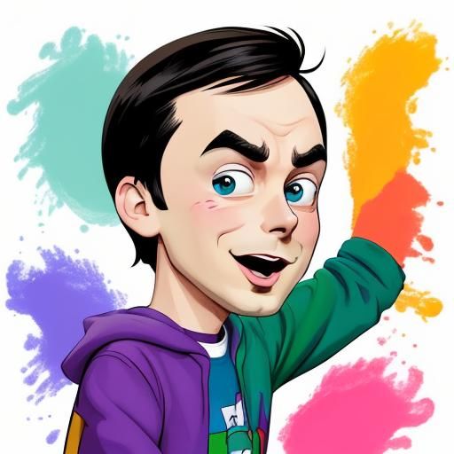 sheldon from the big bang theory as a cartoon on a white bac...