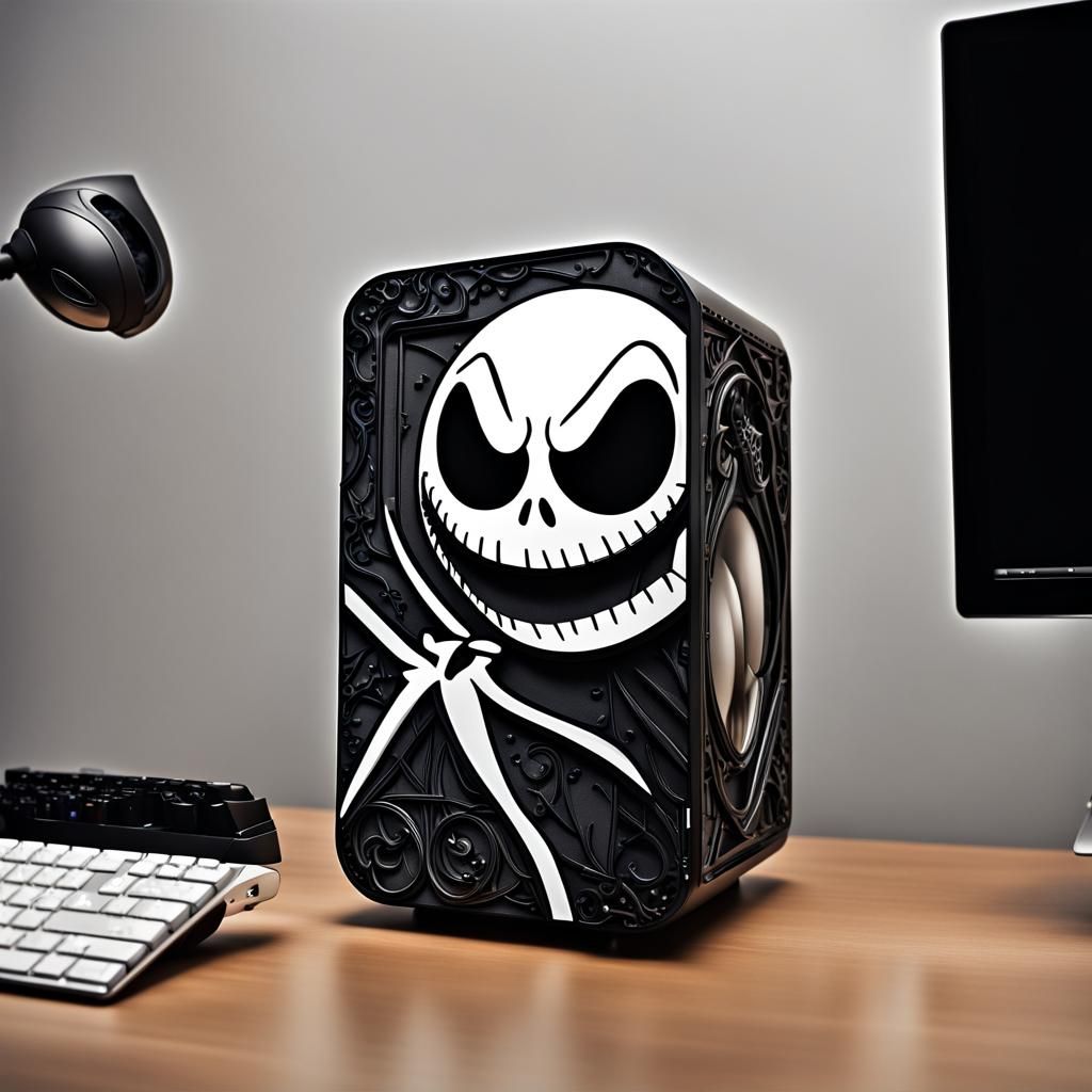 Jack Skellington head shaped RGB gaming desktop case,