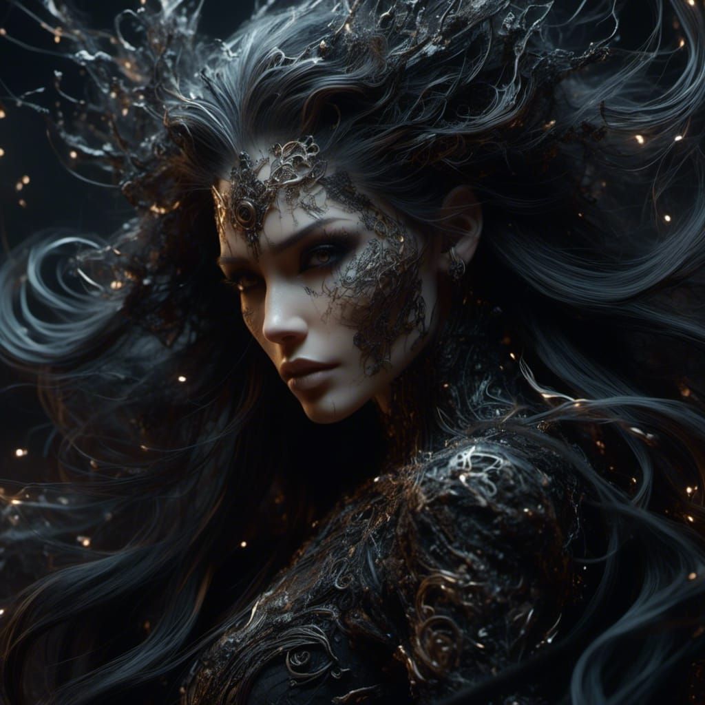 Captivating Sorceress in Sumptuous Lighting as Neo-Futurist ...