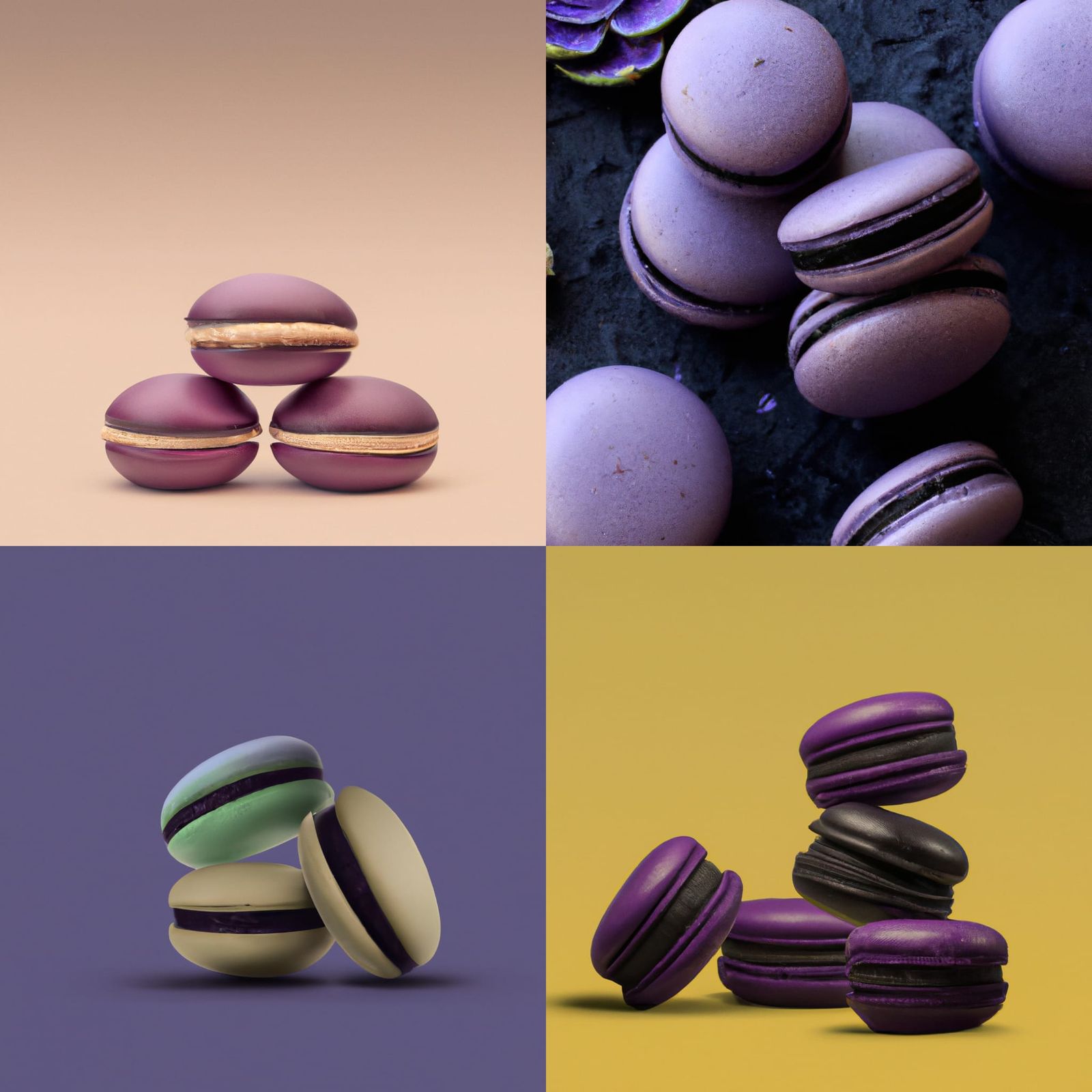 Eggplant macarons 8k resolution concept art