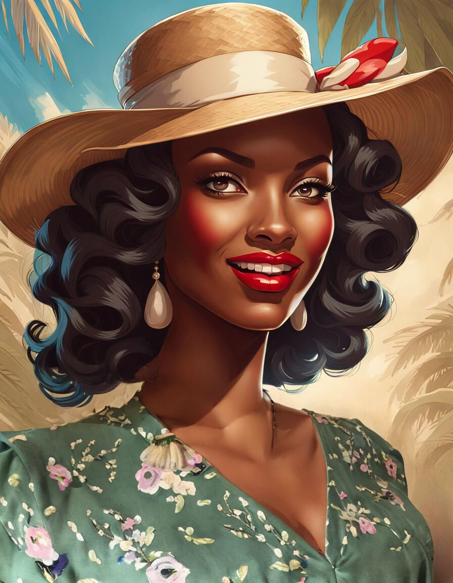 Tropical beauty - 1940s style painting 2