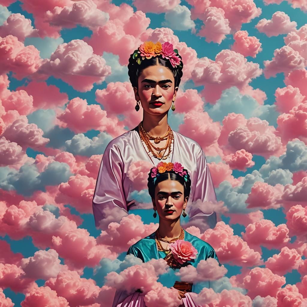 Frida Kahlo art Holiday Vibes  minimalism modern    with neo...