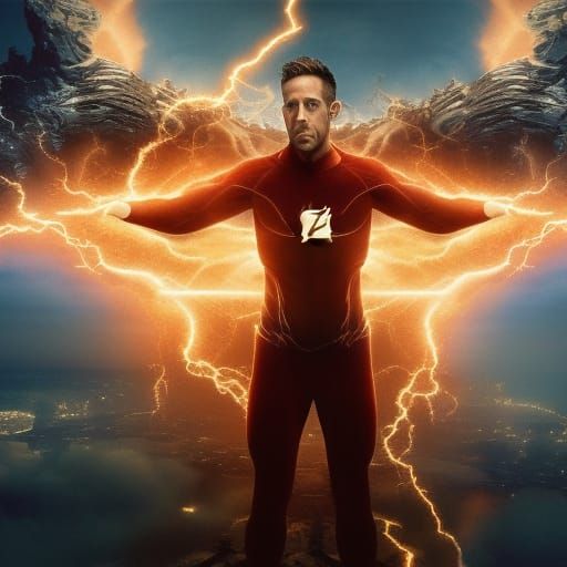 Ryan Reynolds as The Flash going through a time portal made ...