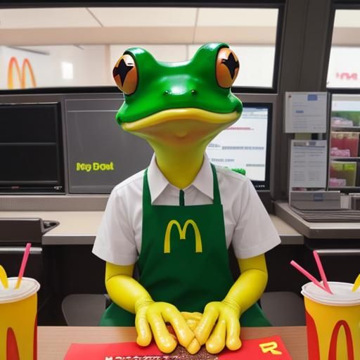 frog working at mc donalds