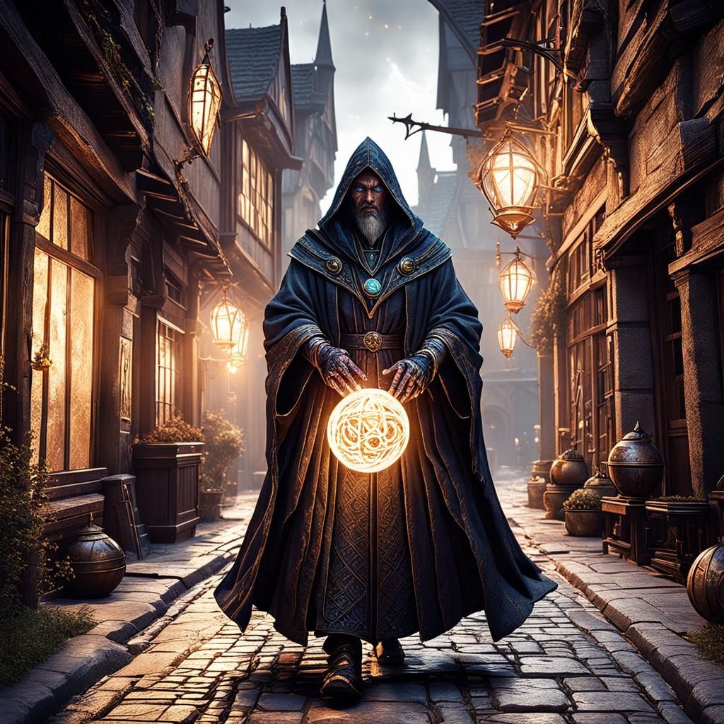 Medieval Sorcerer with Enchanted Orb of Light - AI Generated Artwork ...