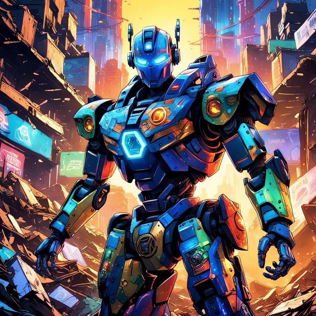 Recycled robot superhero
