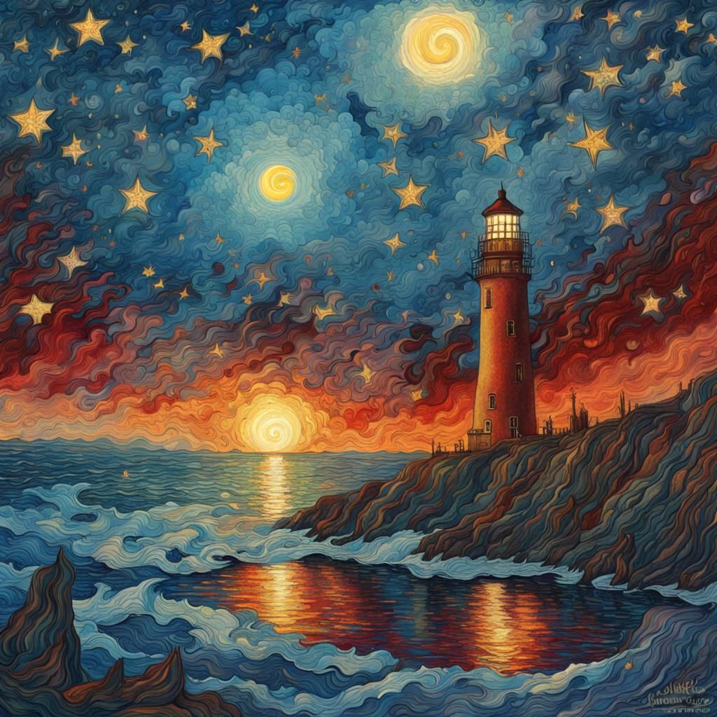 Lighthouse - Vincent van Gogh inspiration   by @undefined
