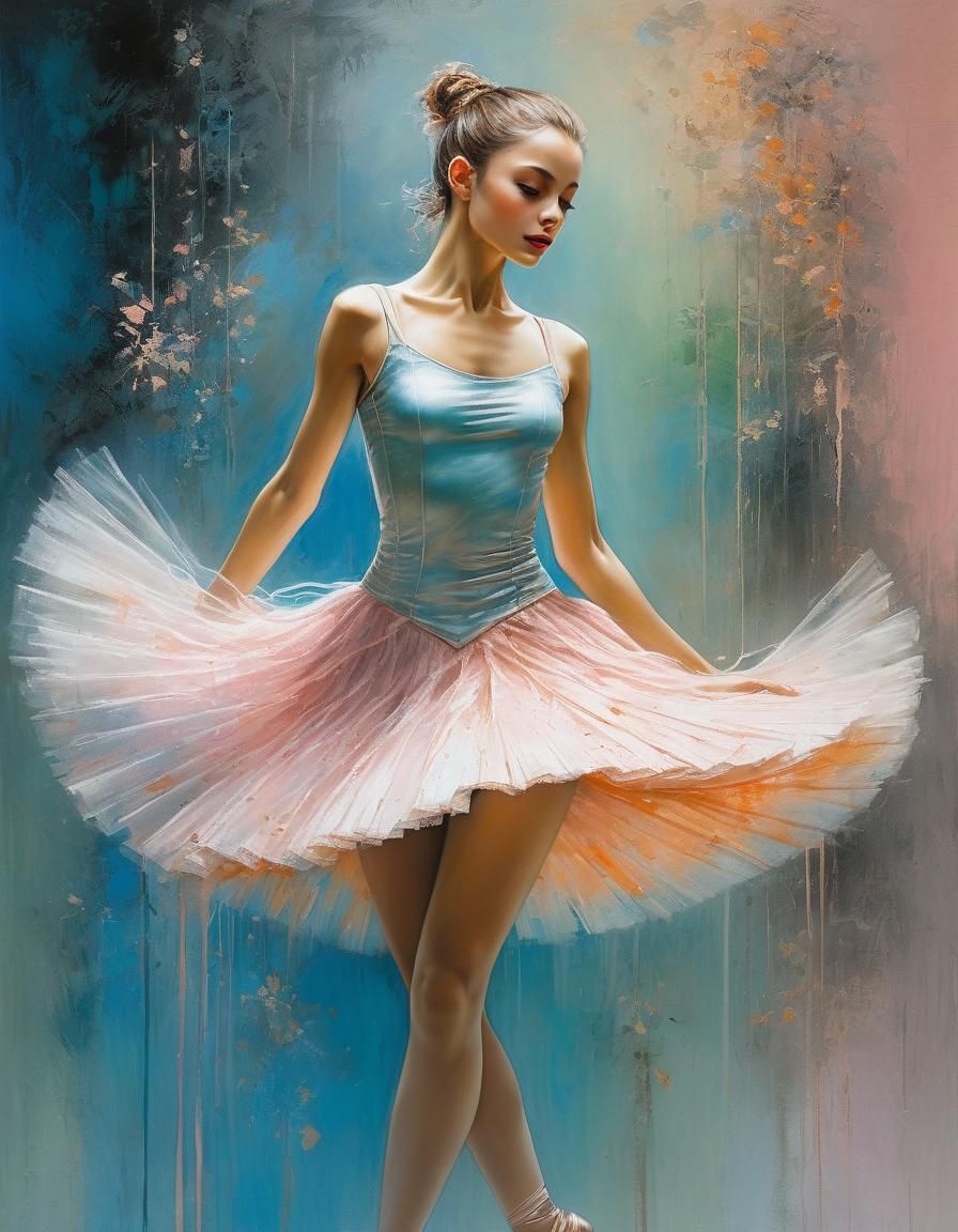 Ethereal Ballerina Dancing in Mixed Style Masterpiece