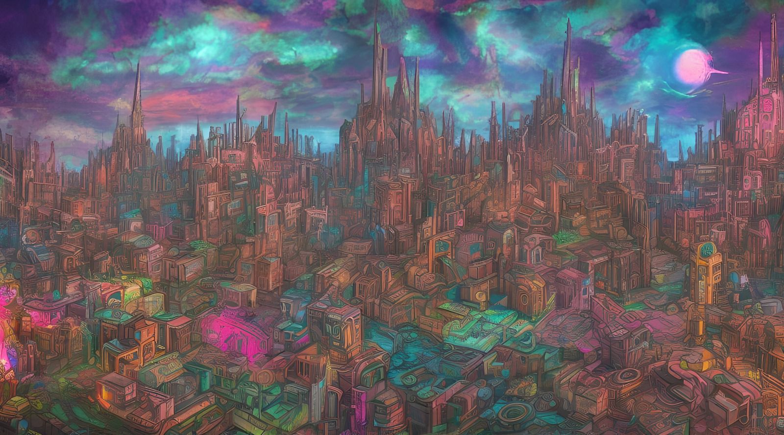 Psychedelic Dystopian nightmare city. - AI Generated Artwork ...