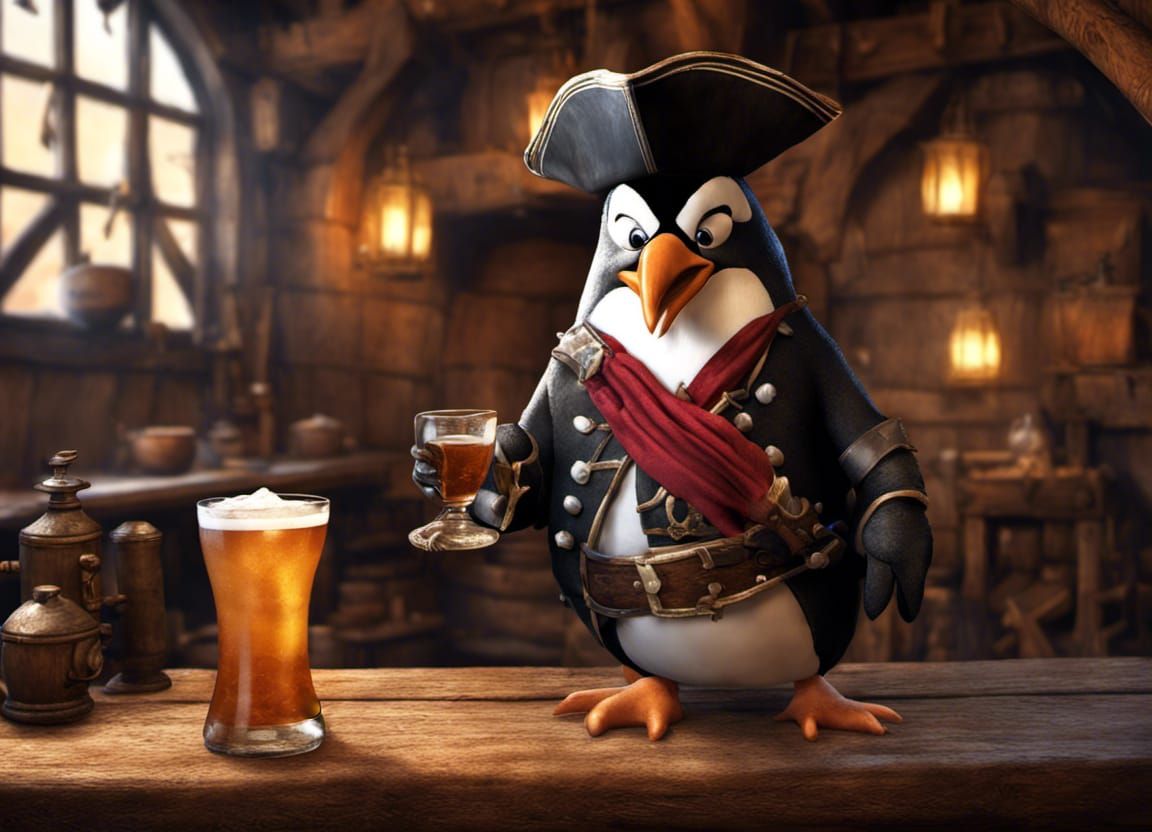 penguin pirates;saucy 17th century penguinwench pirate penguin drinks ...