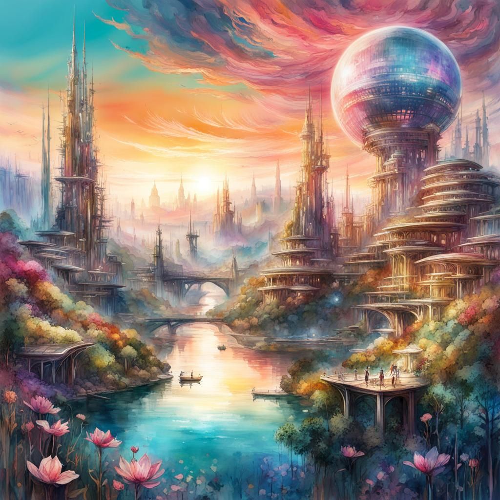 Utopian world AI Generated Artwork NightCafe Creator