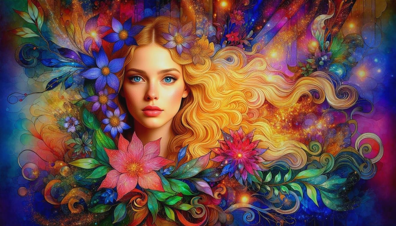 Whimsical Floral Fantasy in Vibrant