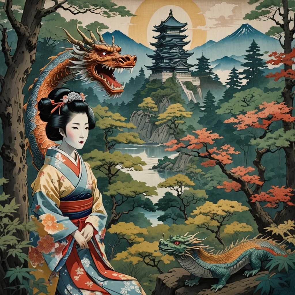 Ukiyo-e painting style  by @Days