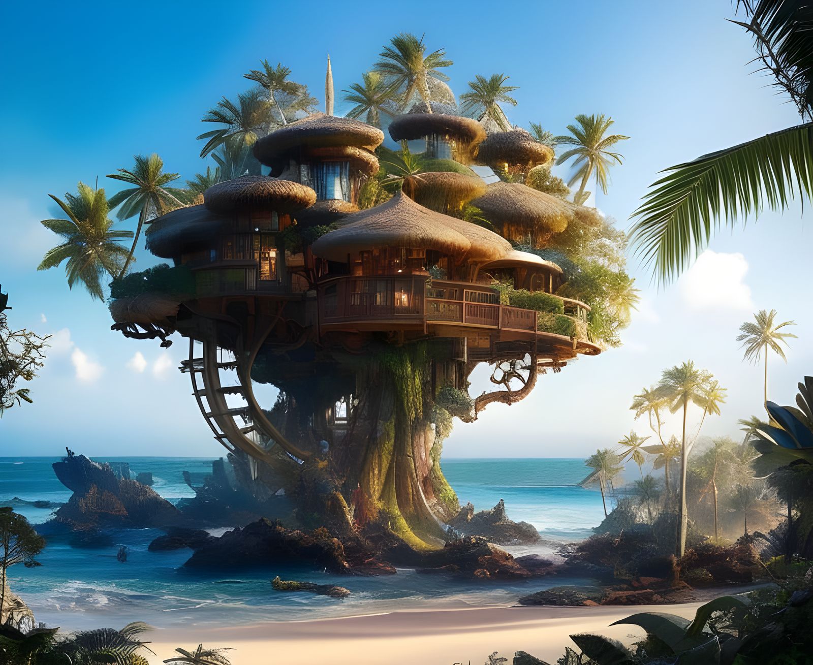 Tropical Beach Treehouse  by @SirHeckerich
