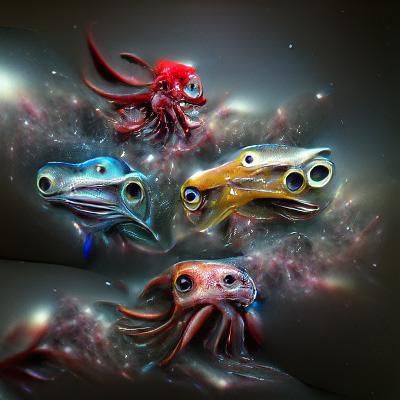 Space squids with human faces.