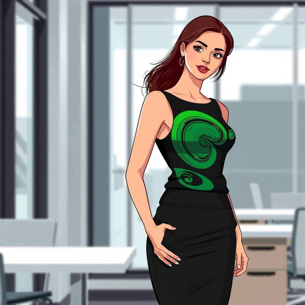 Corporate Fashionista in a Modern Office Scene