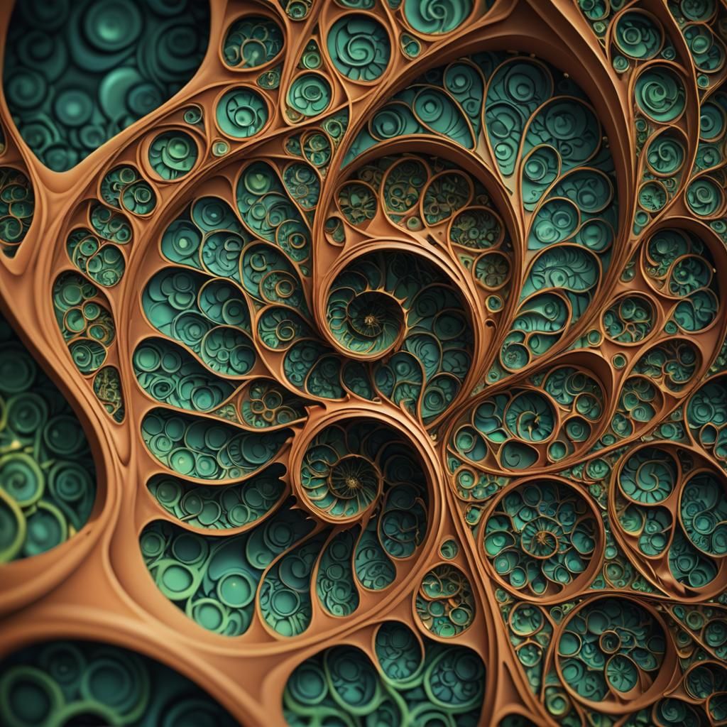 Abstract Vector Fractal with Zentangle and 3D Shading