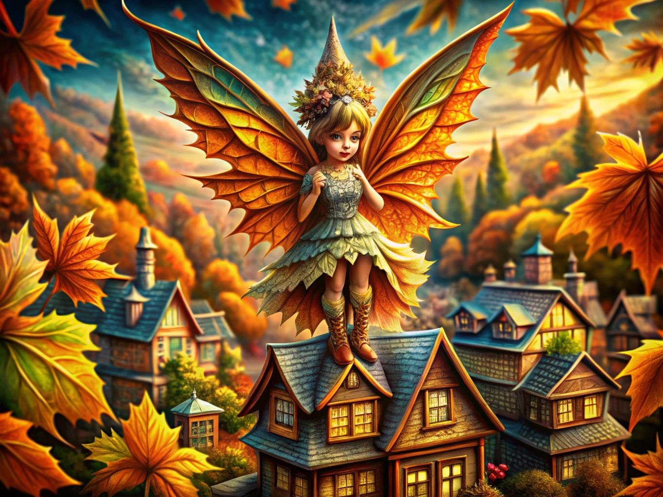 fairy in the autumn forest town