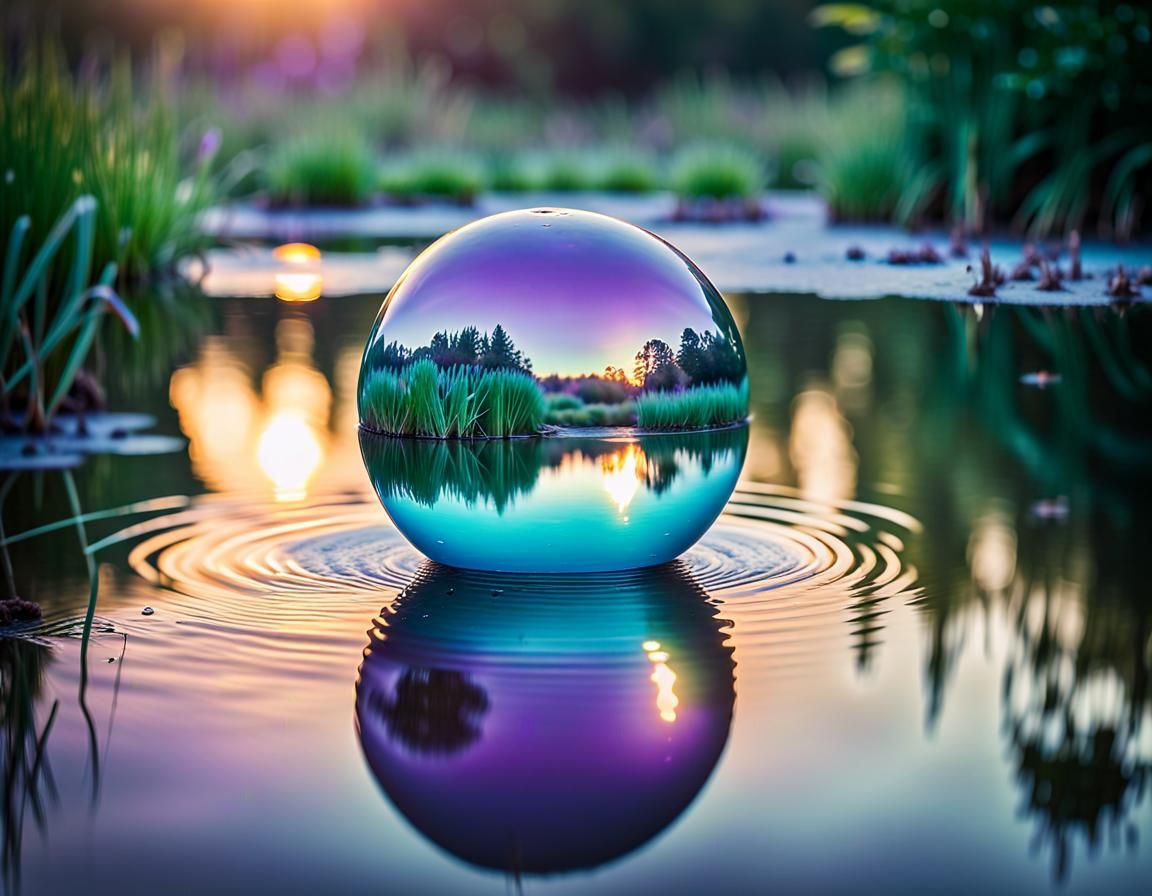 oily purple, blue-green orb