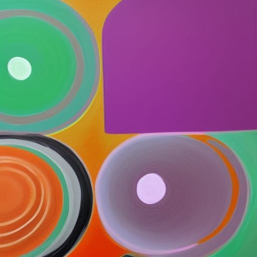 Acrylic painting pouring orange light purple light green whi...