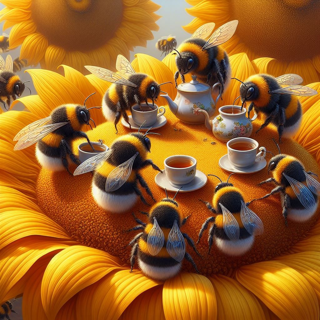 Bumblebee tea party  by @Ember