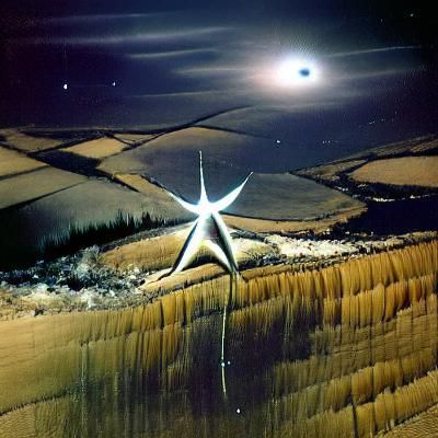 The North Star shining bright over a moonlit landscape