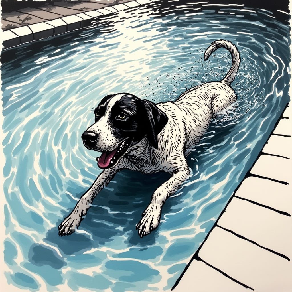 Vibrant Abstraction of a Dog in Motion