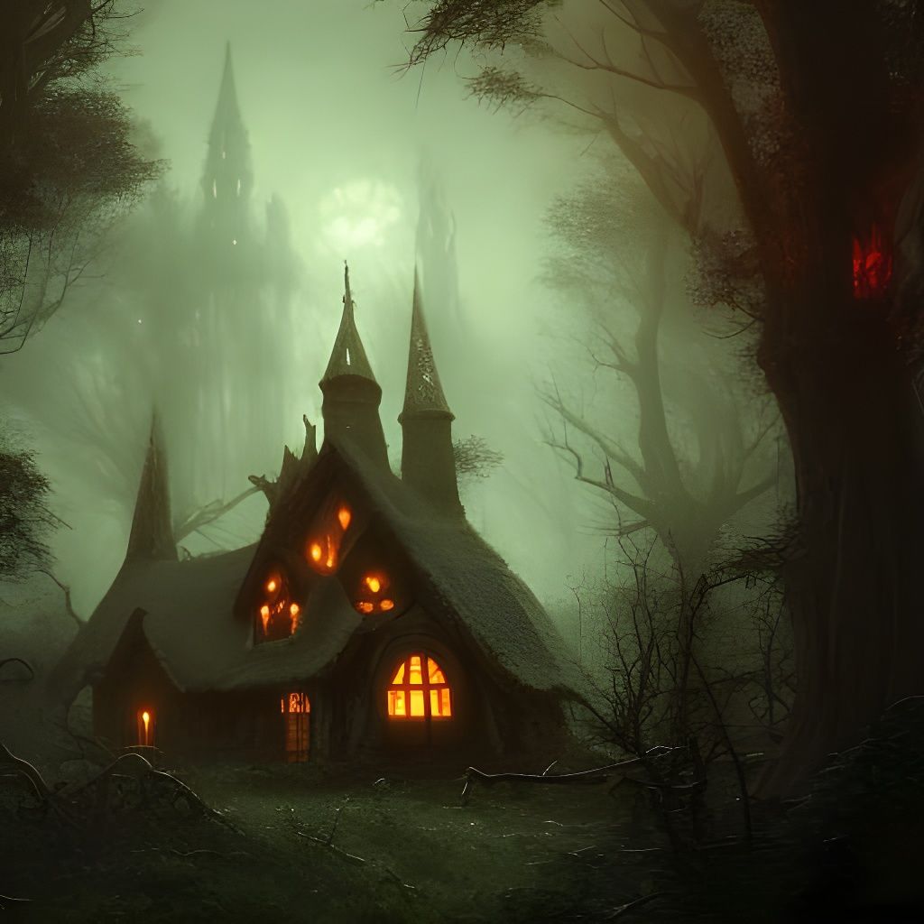 Spooky House inside Dark Forest - AI Generated Artwork - NightCafe Creator