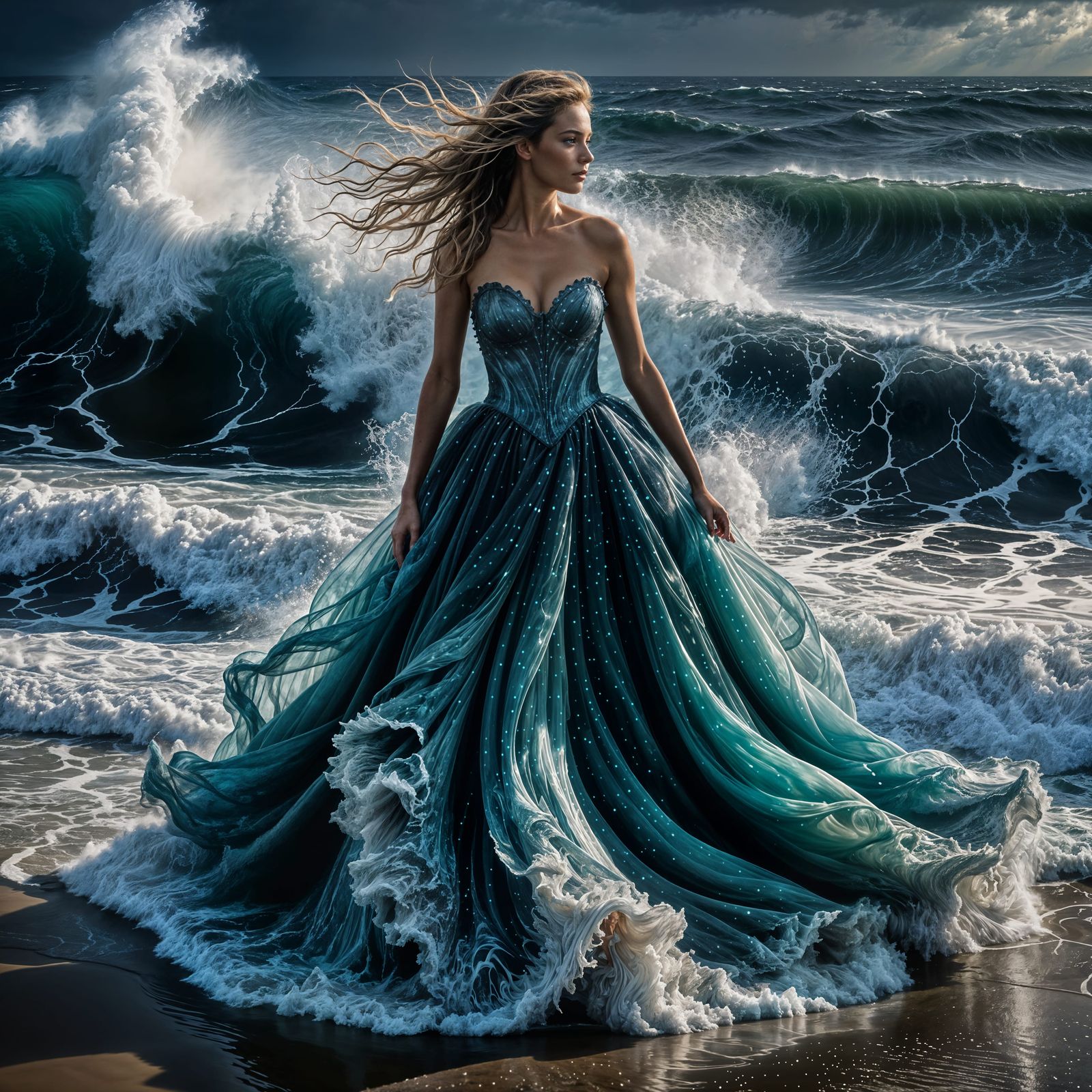 a dress made of the oceans' waves  by @Charlotti