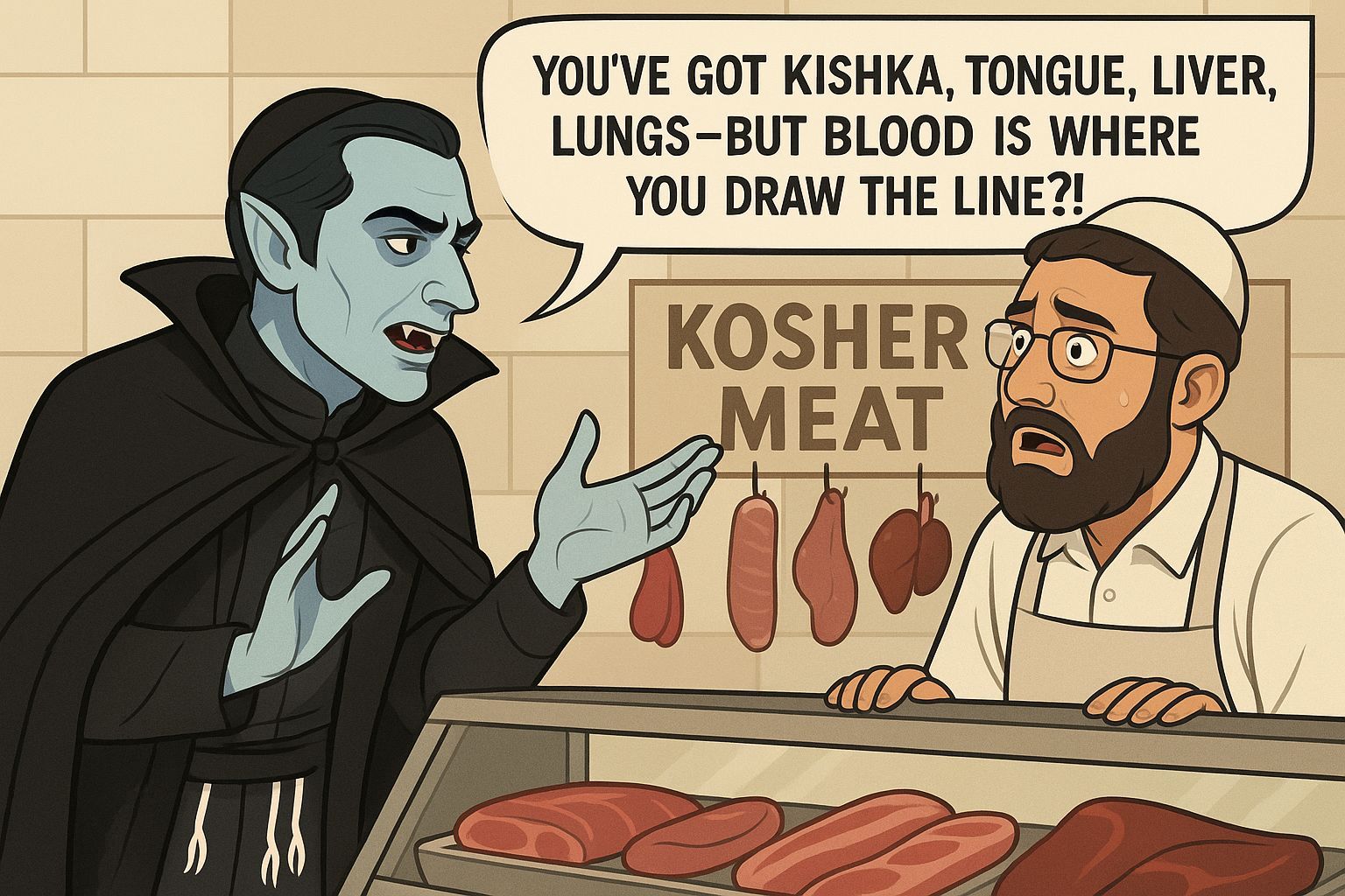 Orthodox Jewish Vampire Confronts Kosher Butcher in Realisti...