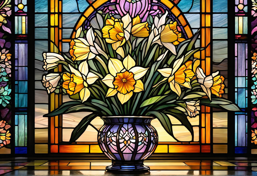 stained glass daffodils