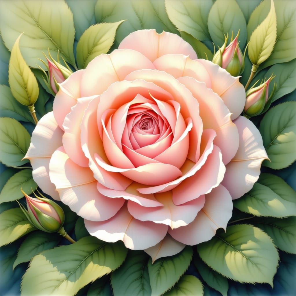 Watercolor painting of a beautiful pink rose.