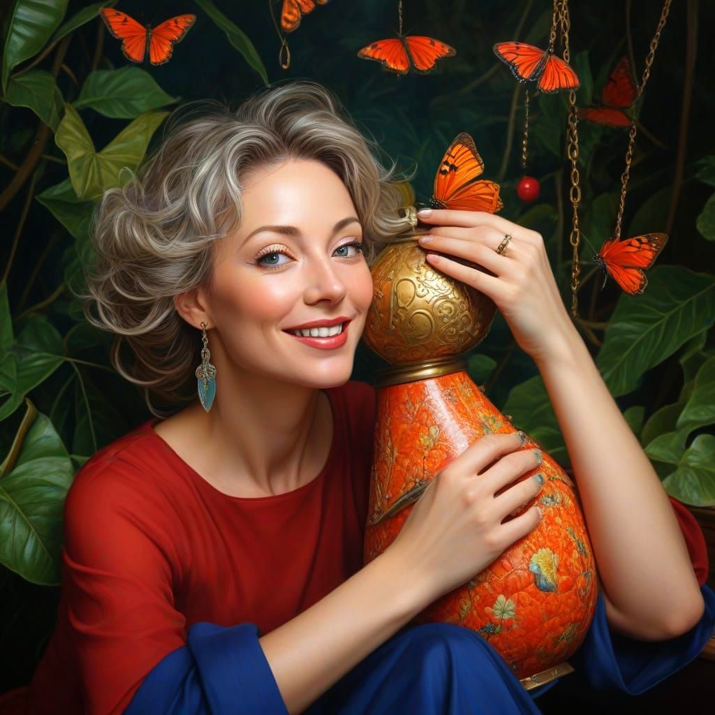 Surrealistic Lady in Vibrant Fantastic Scene