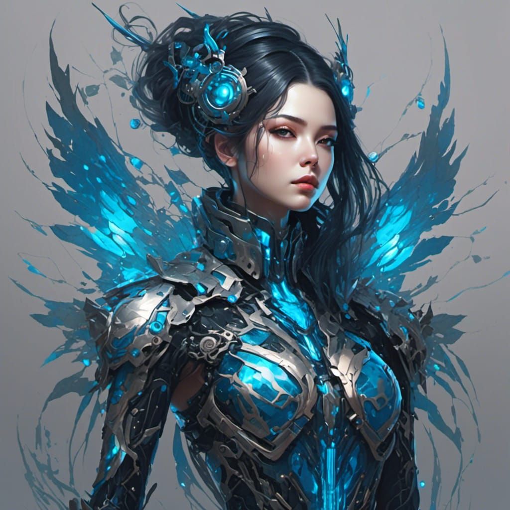 <lora:Constellation:1.0> Azure cybernetic skin