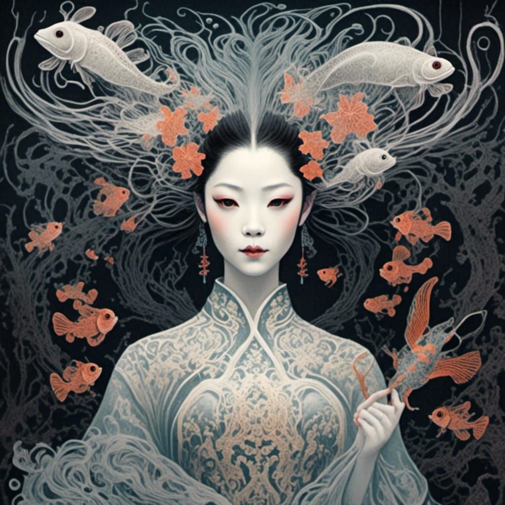 <lora:Deep sea glow:1.0> Beautiful geisha 