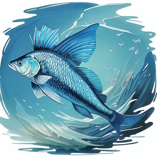 Giant Fish Swimming: Chinese Watercolor Painting