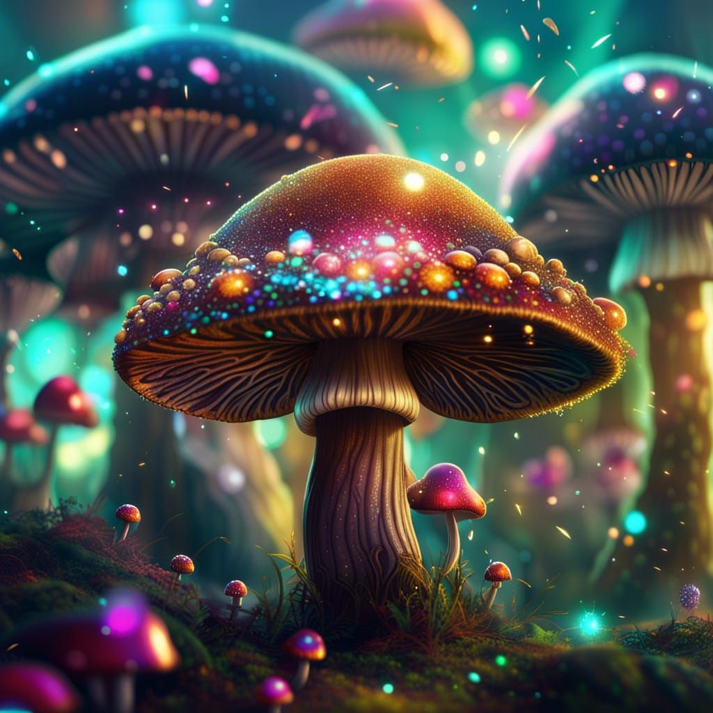 Glittering Mushroom - AI Generated Artwork - NightCafe Creator