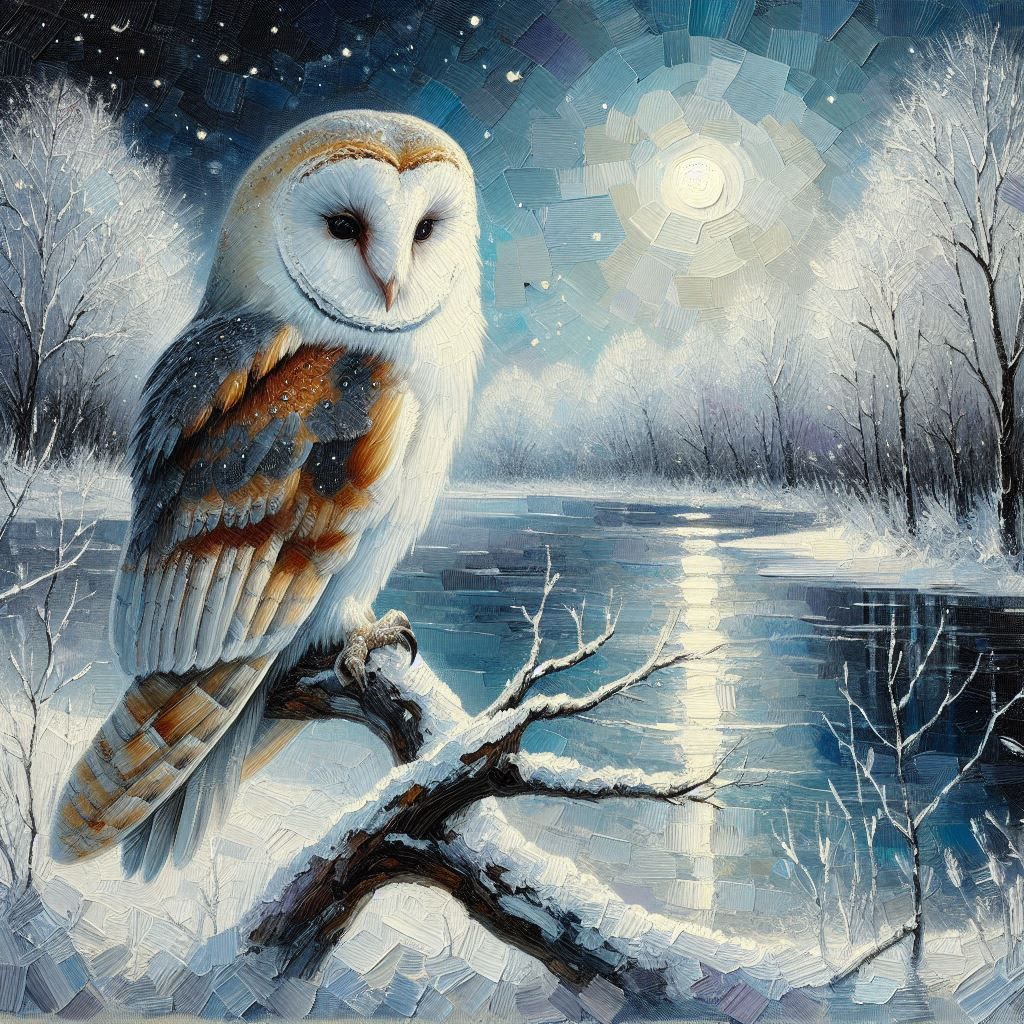 Frozen Vigil: The Owl's Serenity  by @Uwork