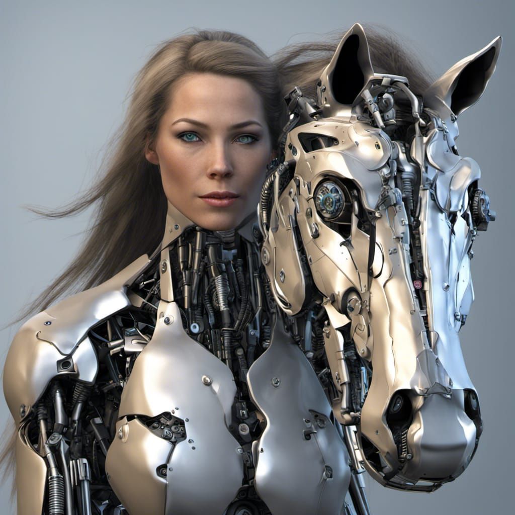 Michelle the female humanoid horse cyborg