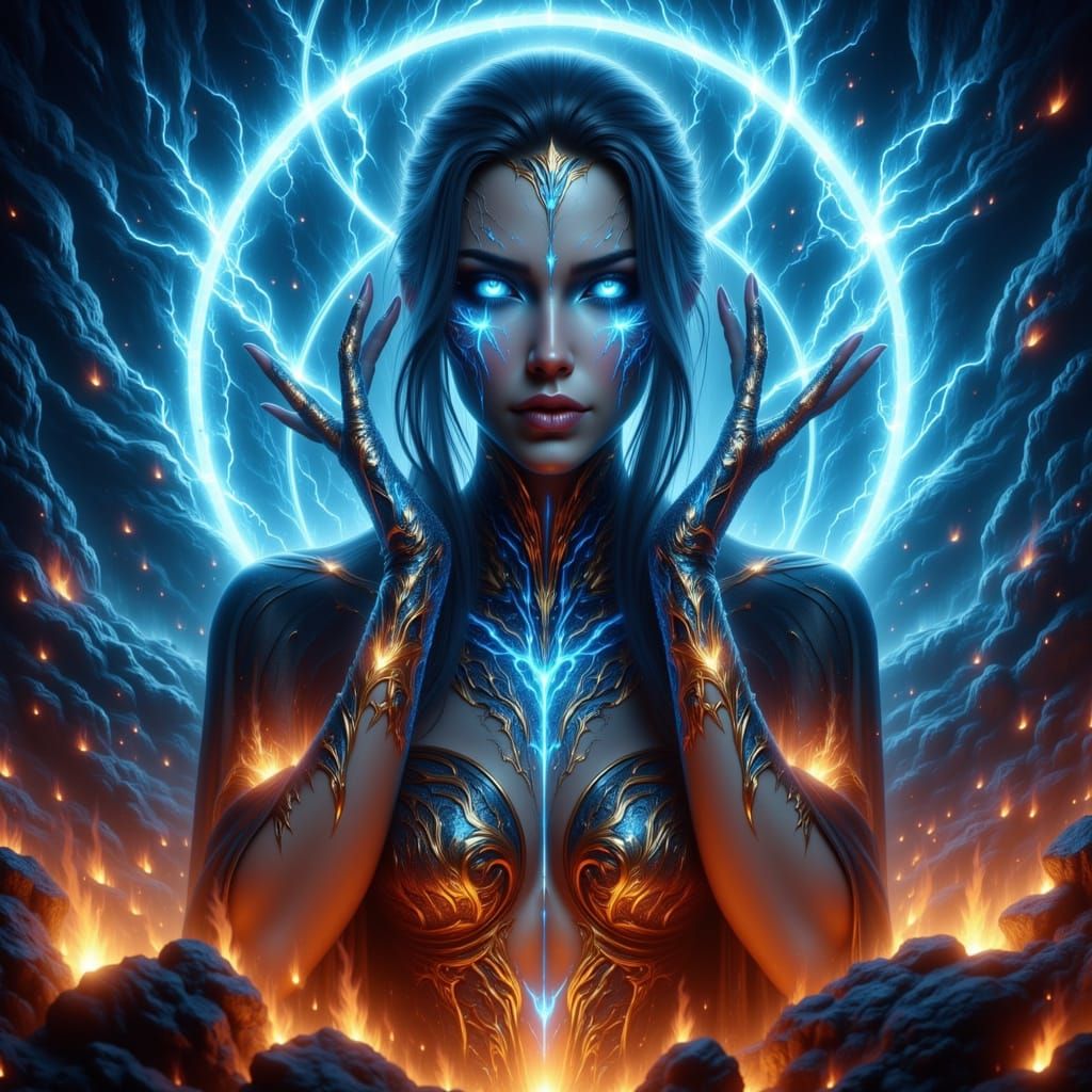 Mystical High Priestess in Celestial Realms
