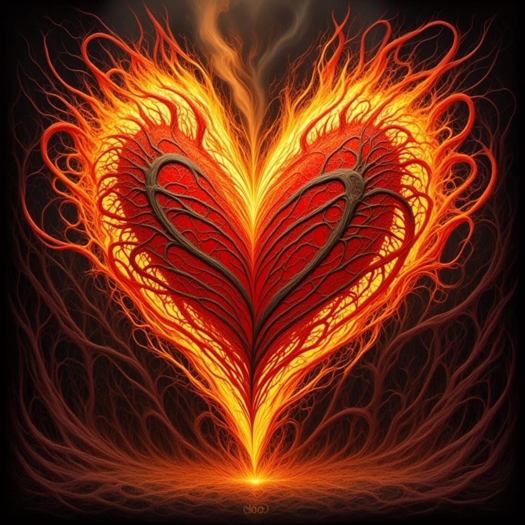 <lora:SPIDERS HEART:1.0> Heart made of fire 